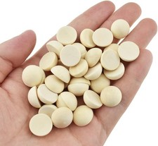 100 Pcs 0.6" Natural Half Wooden Beads for Crafts and DIY Projects