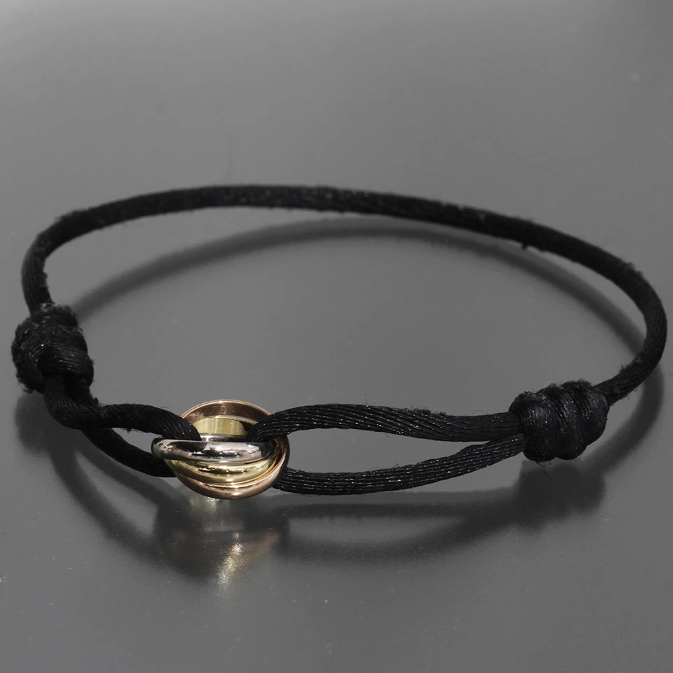Pulsera Cartier Trinidad Cordón Algodón K18 Recién Pulido Brazalete Ajustable 6398A Foto 2 de 4