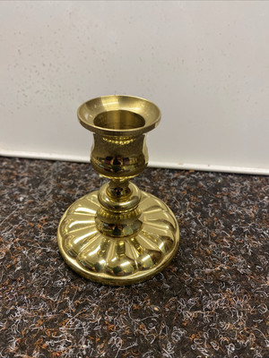 Vintage Baldwin 3'' Solid Brass Candlestick Holder Scalloped Style Weighted USA