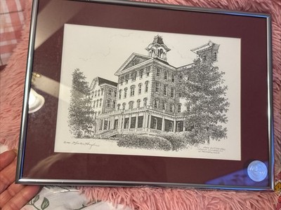 John Sutton Hall Sketch  By Duke Hughes Framed Under Glass 11x18