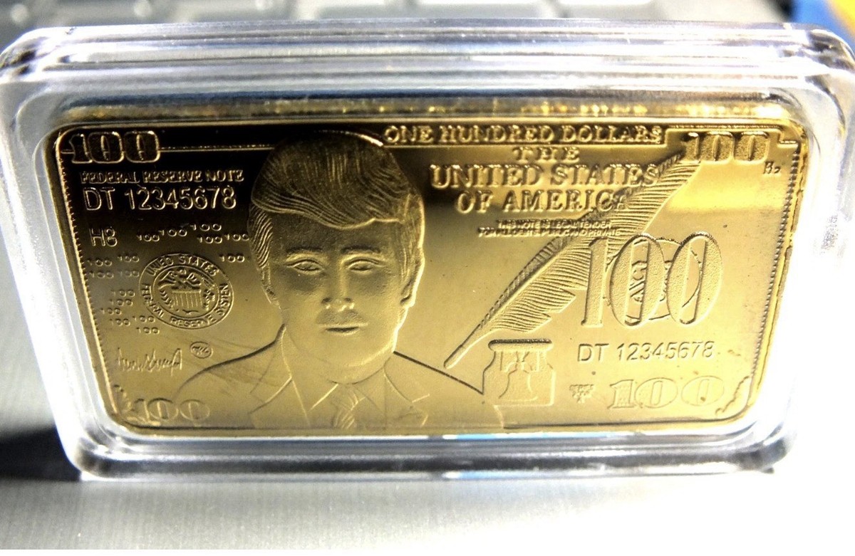 Gold Plated 24k Donald Trump $100 Novelty Coin Bar | eBay