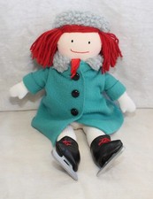Madeline Plush 15" Green Coat Ice Skates Rag Doll 1990 eden