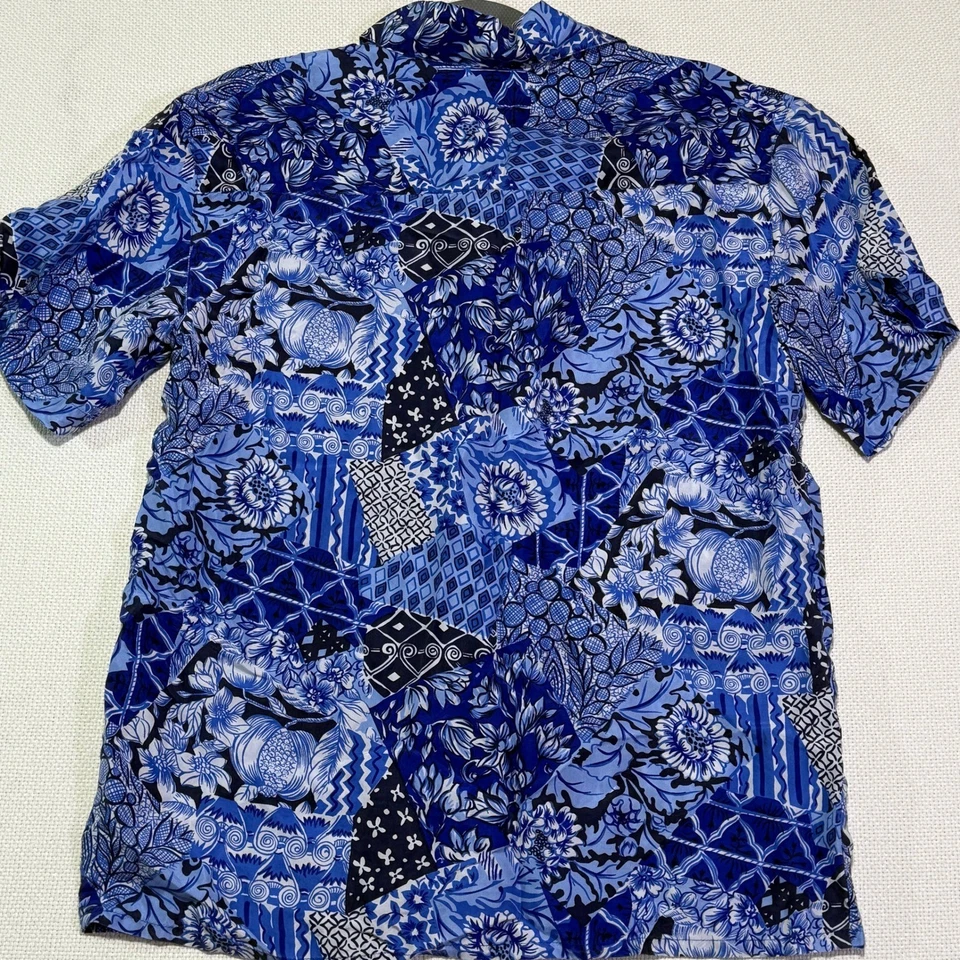 Oscar de la Renta Expressions 100% Seda Patchwork Conjunto Pantalones Cortos y Top Azul Pequeño Foto 4 de 4