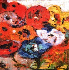  2 Two Paper Lunch Napkins for Decoupage/Mixed Media - Abstract Flowers roses