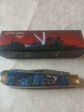 Steel Warrior "God Bless America " Trapper Pocket Knife. New With Box.