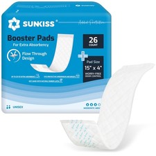 Extra Absorbent Booster Pads for Adult Incontinence, 15" x 4", 26 Count