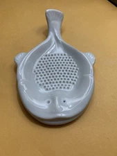 Ginger/Garlic Grater White Porcelain Monk Fish Keilen, Ltd, Japan