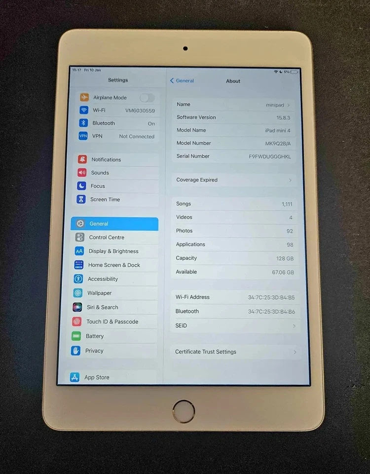 Apple iPad Mini 4th Generation 7.9 Inch Tablet Wifi 128GB - Image 2 of 4
