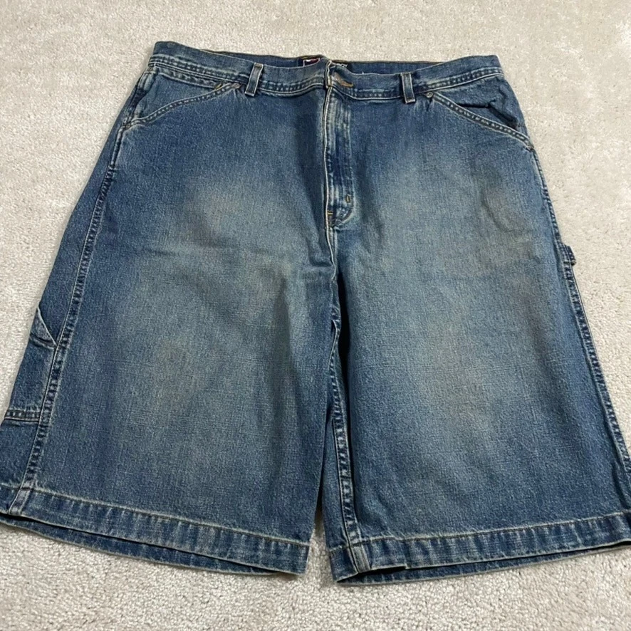 Pantalones Cortos de Jean Y2K Bugle Boy Para Hombres 40* Pantalones Cortos Denim Grunge Patinador Sueltos Carpintero De Colección Foto 2 de 4