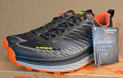 Lowa Men's Fortux All Terrain Running Shoes  Size 10.5   Grey/Flame  310693-9055