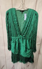 Maje Women's Size M Green Plisse-satin Mini Dress