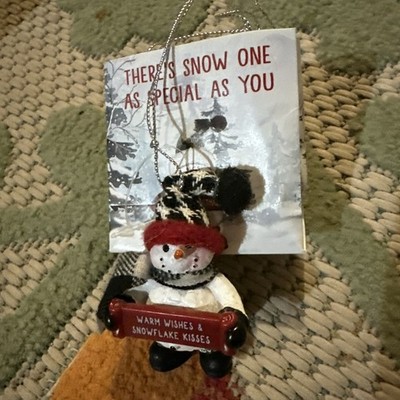 Ganz Resin SNOWMAN Christmas Ornament Warm Wishes  Gift Bag Included