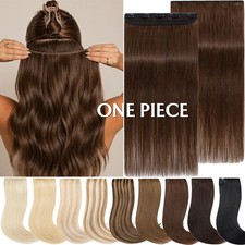Thick Weft Clip in Real Remy Human Hair Extensions 3/4 Full Head Brown Hairpiece