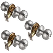 3 Pack Brushed Nickel Door Knobs Interior,Bath  Bed Privacy Door Knob, Keyle...