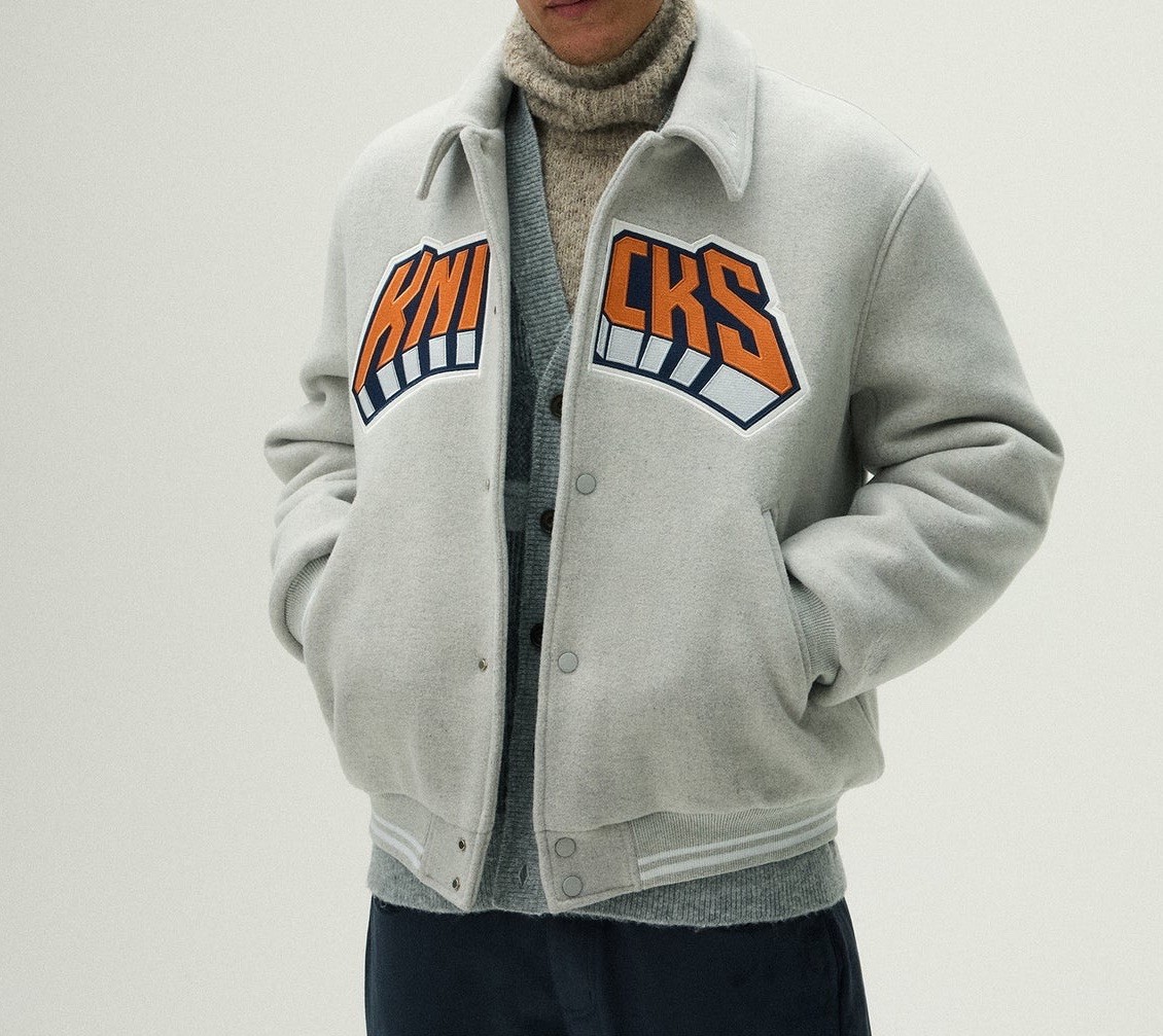 Kith for New York Knicks Empire Wool Coaches Jacket Light Heather
