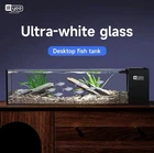 Glass Aquarium Kit 2.6 Gal Long Peninsula Style Fish Tank Filtration & Media