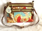 NWT New with Tags Spartina 449 Zipper Hipster Linen & Leather Crossbody Bag