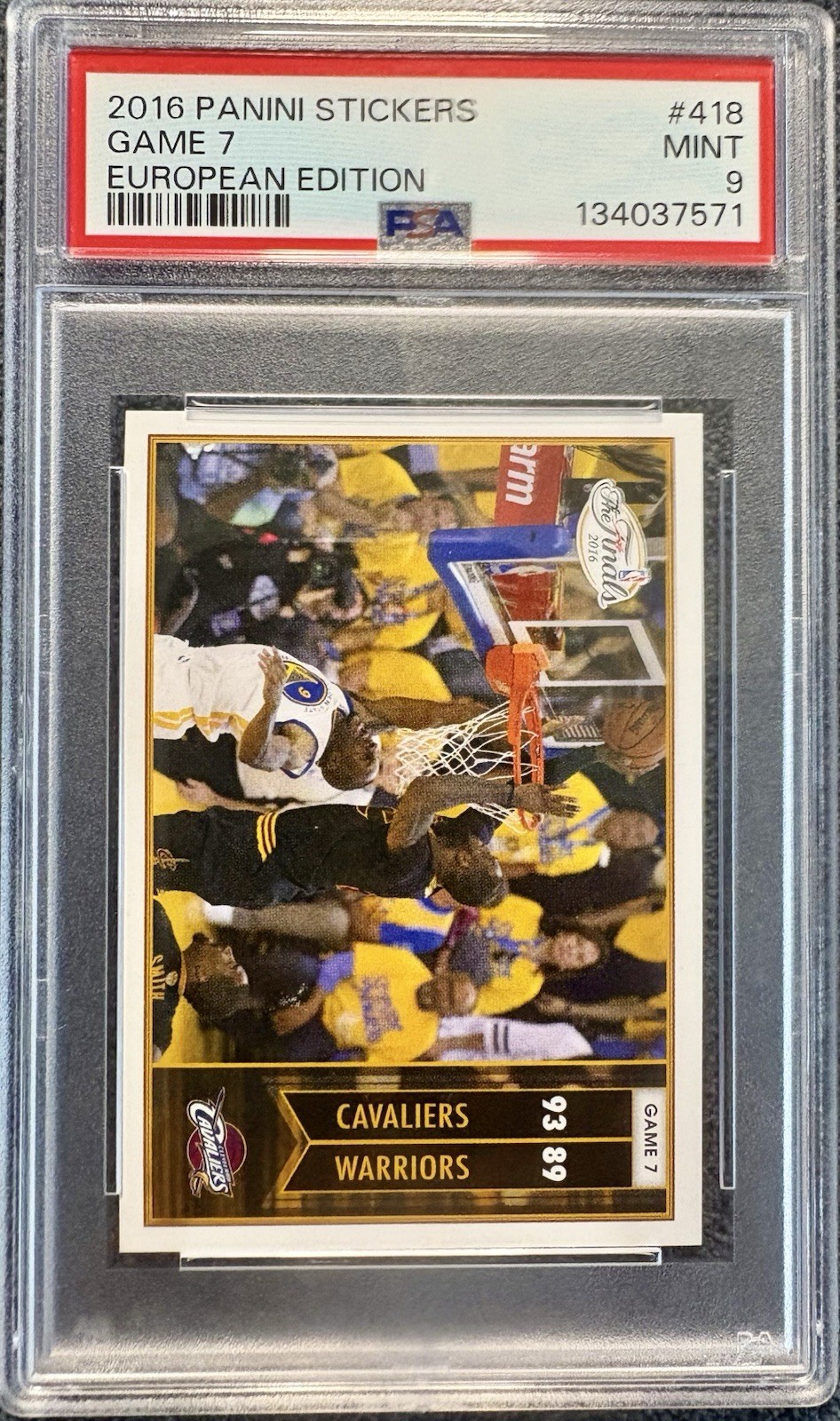 2016 Lebron James Sticker Game 7 NBA Panini The Finals #418 / PSA 9 “The Block”