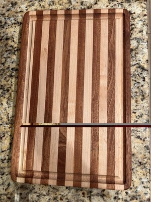Handcrafted Sapele And Maple Wood Cutting Board 18 x11.5 x1.5 