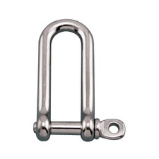 STAINLESS LONG D SHACKLE WITH SCREW PIN 1/4" 316SS