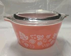 Vintage Pink Pyrex Gooseberry 1 QT 473 Casserole With 470-C 15 Lid