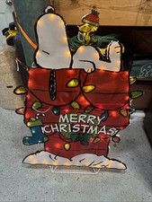 Vintage Christmas 40 Tall Peanuts Snoopy Yard Art Light Sculpture W/Box WORKS