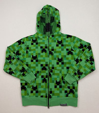Minecraft Zip-Up Over Face Jacket Green YOUTH Sz M Sweatshirt Designed By JINX