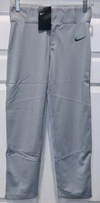 NIKE Vapor Select Grey Dk Green Piped Long Baseball Pants Youth Boys XS S M L XL
