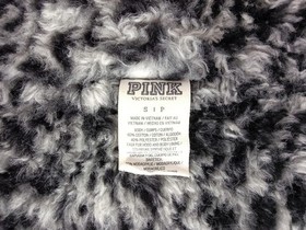 Victoria's Secret VS PINK Bling Sequin FUR Hoodie Jacket Logo Gray Small S