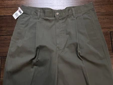 Vintage NWT Chaps Ralph Lauren Dress Pants 36x30 Olive Pleated Cuffed Trouser