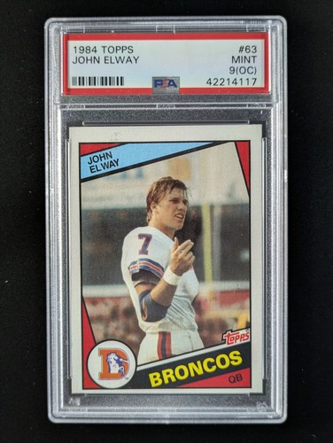 1984 Topps Football JOHN ELWAY Rookie RC Vintage Denver Broncos #63 PSA 9