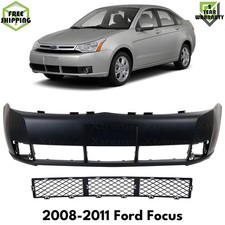 Front Bumper Cover Primed Plastic Bumper Grille Kit For 2008-2011 Ford Focus