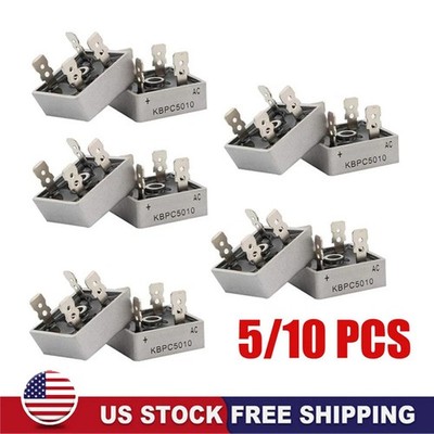 5/10 Pcs 1000V 50A Metal Case Single Phase Diode Bridge Rectifier KBPC5010 NEW