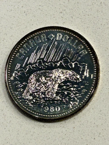 1980 Canadian Silver $;  Proof-Like;  50% silver = 0.375 t oz; Arctic Polar Bear