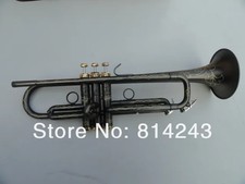 New Arrival Bb Trumpet Matte Black Nickel Plated Brass with Carved Patterns