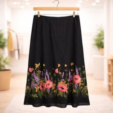 Jones New York 100 Silk Floral Midi Skirt Size 12 Ethereal Spring Boho Chic