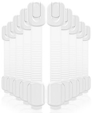 10 Pack Child Proof Cabinet Locks 3M Adhesive Adjustable Safety Latches, White