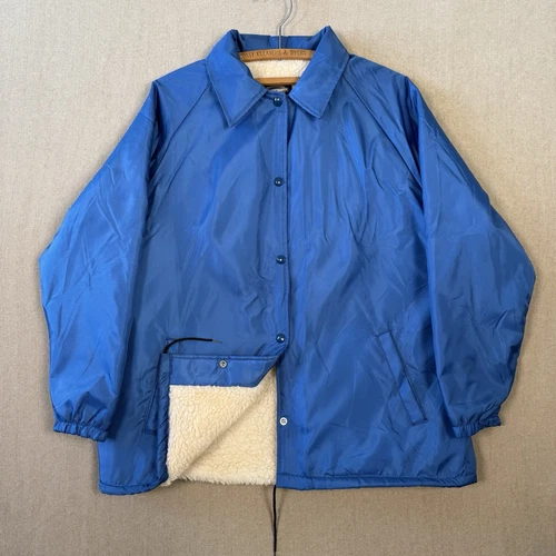 Giacca vintage Towncraft Coaches taglia grande blu foderata sherpa pile profondo made in USA