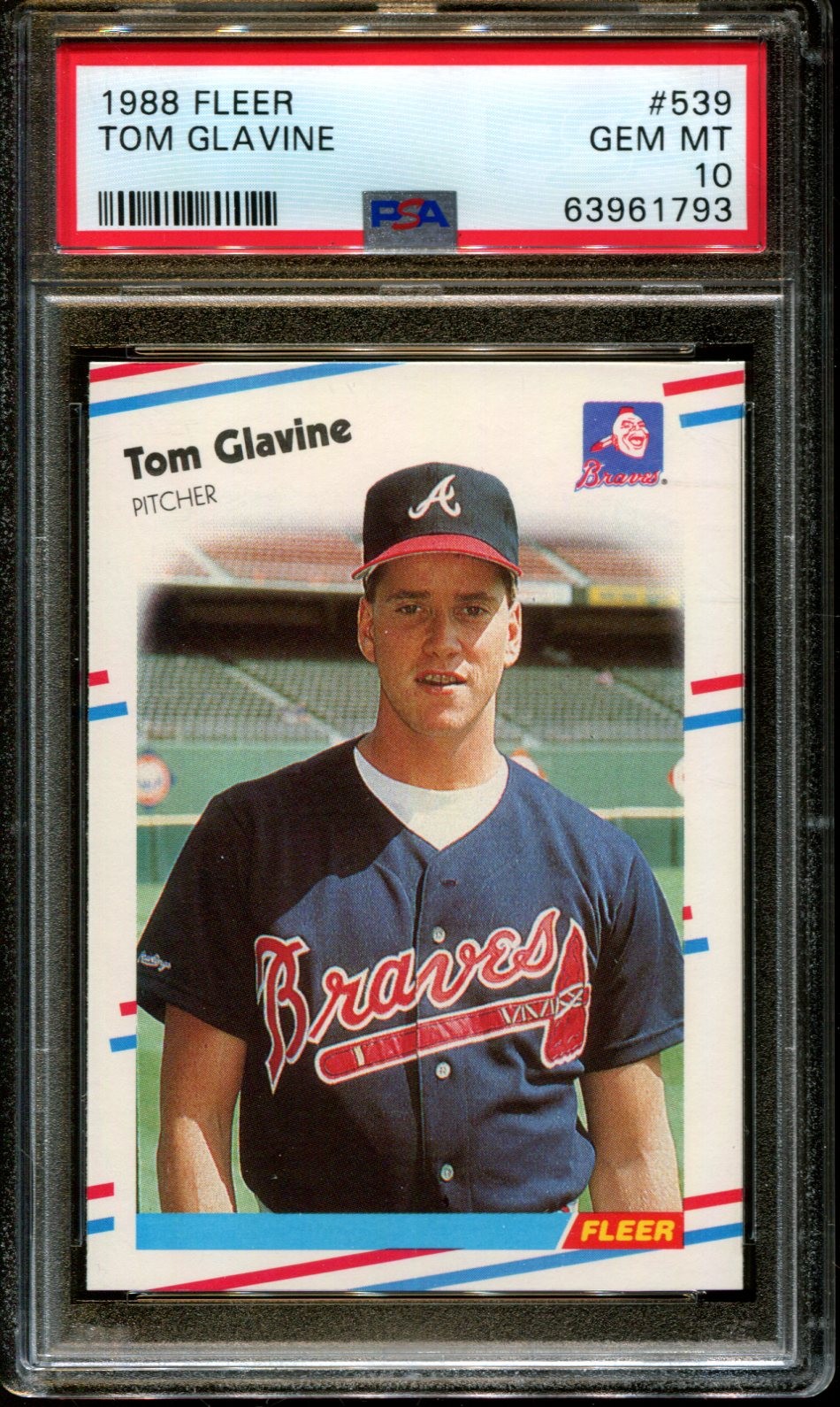 1988 FLEER #539 TOM GLAVINE RC BRAVES HOF PSA 10