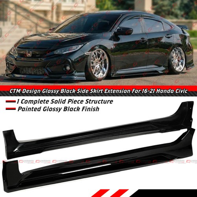 #ad #ad For 2016 2021 Honda Civic Sedan Hatchback FC FK4 CTM Black Side Skirt Extension $169.99