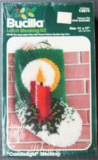 Vintage Bucilla CANDLELIGHT Christmas Stocking Latch Hook Kit 13075 11" x 17"