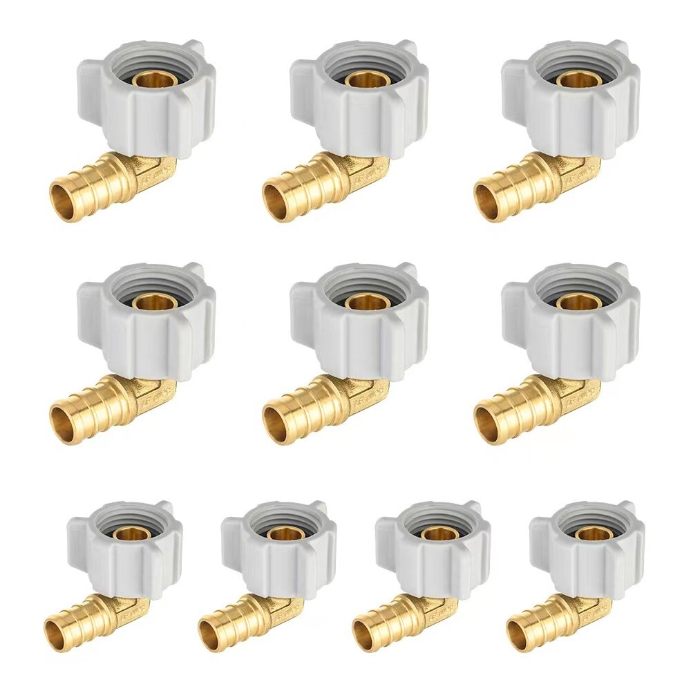 EFIELD 10PCS 1/2" PEXX 1/2" FEMALE NPT SWIVEL ELBOW BRASS CRIMP FITTING, NO LEAD