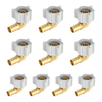 EFIELD 10PCS 1/2'' PEXX 1/2'' FEMALE NPT SWIVEL ELBOW BRASS CRIMP FITTING, NO LEAD