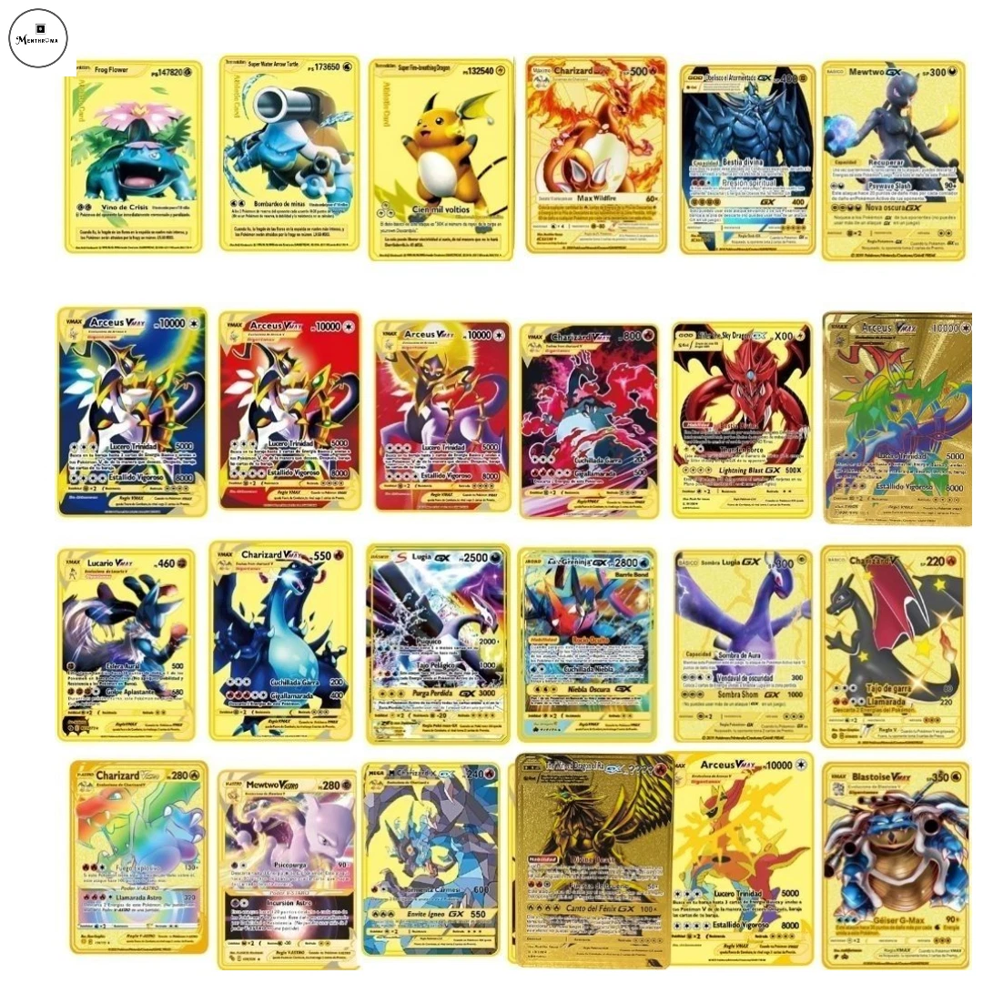 Cartas Español Spanish Metal Cards Vmax Charizard Pikachu Gold