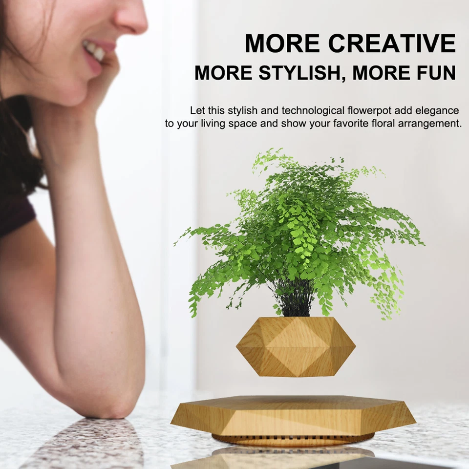 Magnetic Levitating Plant Pot Floating 360° Rotating Flowerpot Planter Decor AU - Image 2 of 4