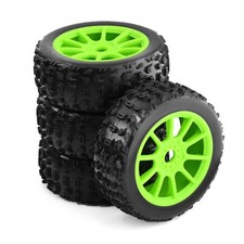 4pcs Front & Rear 17mm Hex TIRES & Wheels for OFNA 1/8 Buggy Green #2