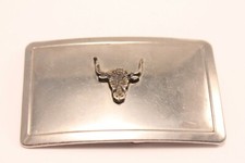 Vintage Silver Plated Long Horn Bull Belt Buckle Made in U.S.A.