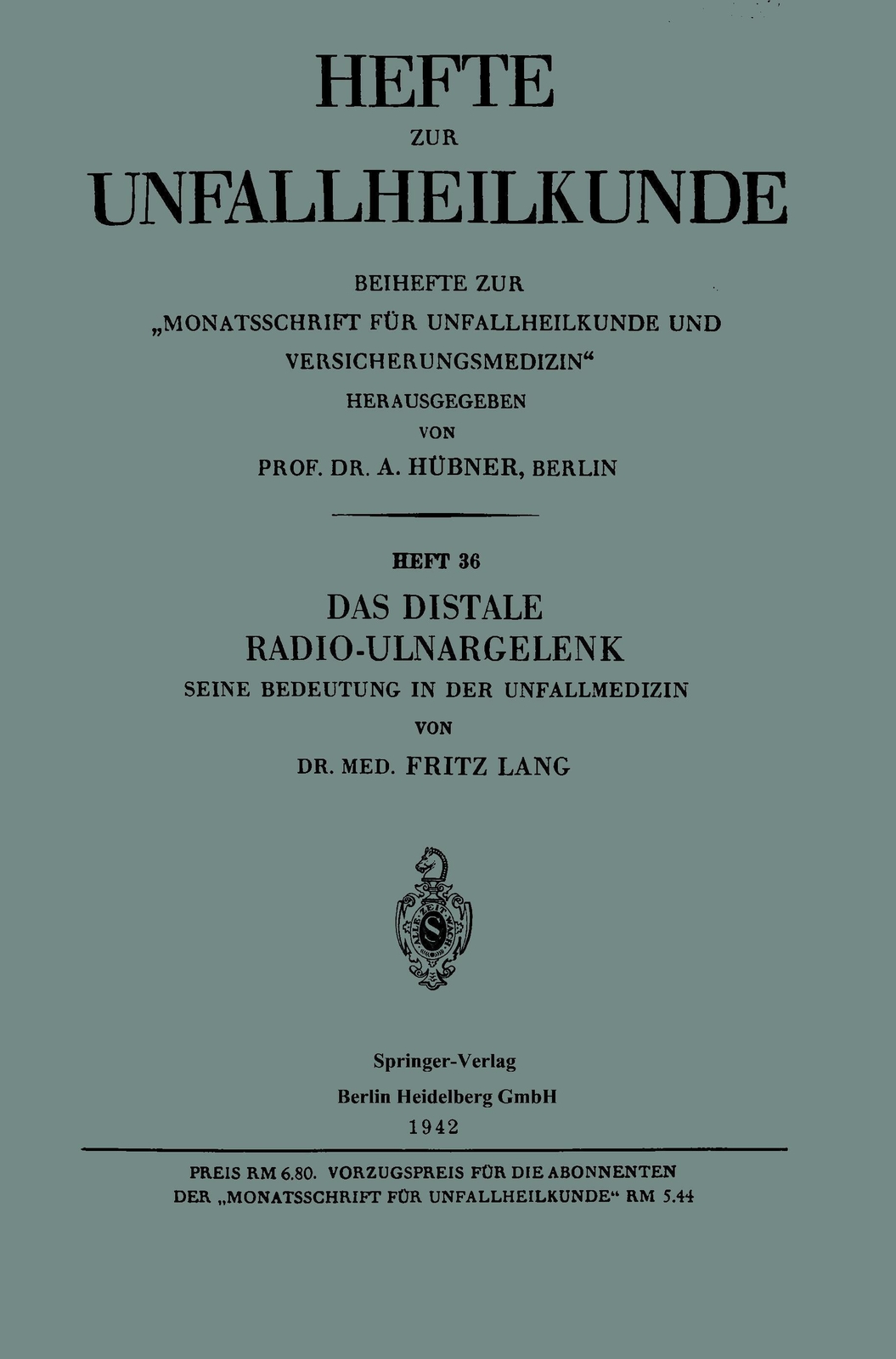 Thumbnail - Fritz Lang | Das Distale Radio-ulnargelenk | Taschenbuch | Deutsch |