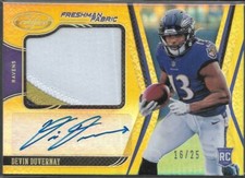 2020 Certified Devin Duvernay Freshman Fabric Mirror Signatures Gold /25 Ravens