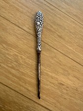 Antique Sterling Silver Handle Button Hook Flowers / Floral Design